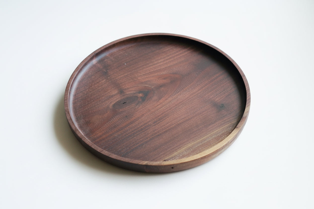14 inch Round Walnut Tray