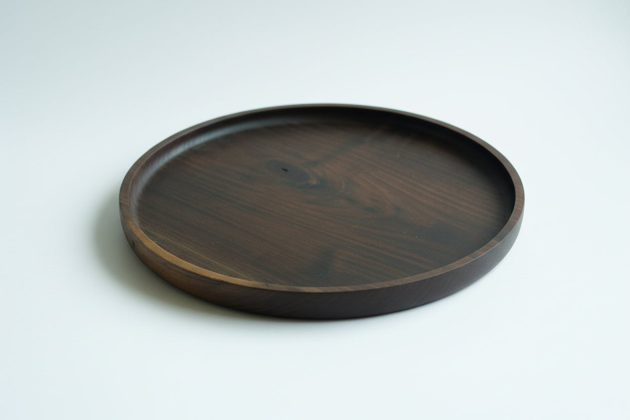 14 inch Round Walnut Tray